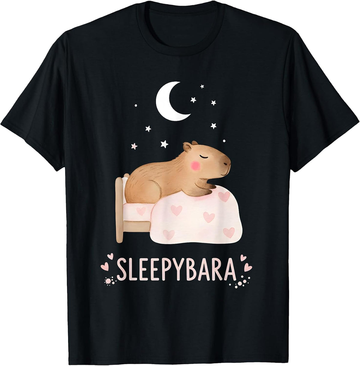 Capybara Sleepybara Sleep Pajamas T-Shirt - Black