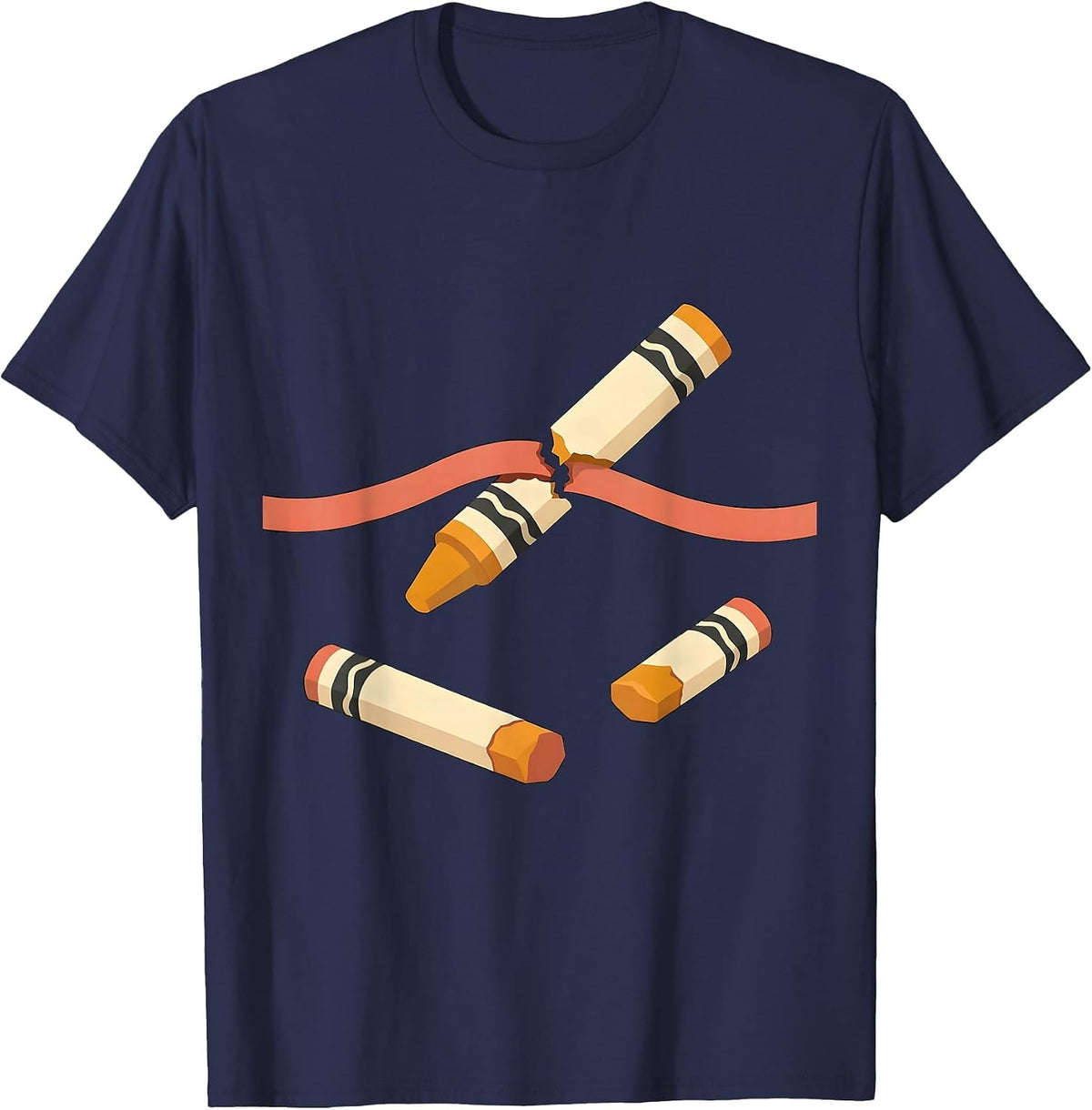 Broken Crayons Awareness Ribbon Mental Health Support T-Shirt - Navy Blue