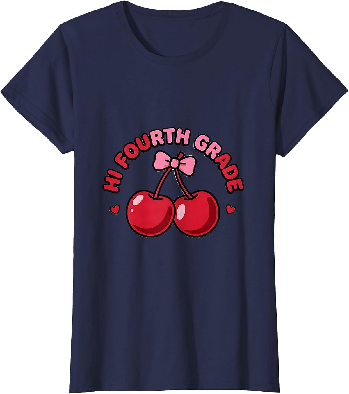 Women's Hi Fourth Grade Leopard Teacher Back To School Girls T-Shirt - Navy Blue