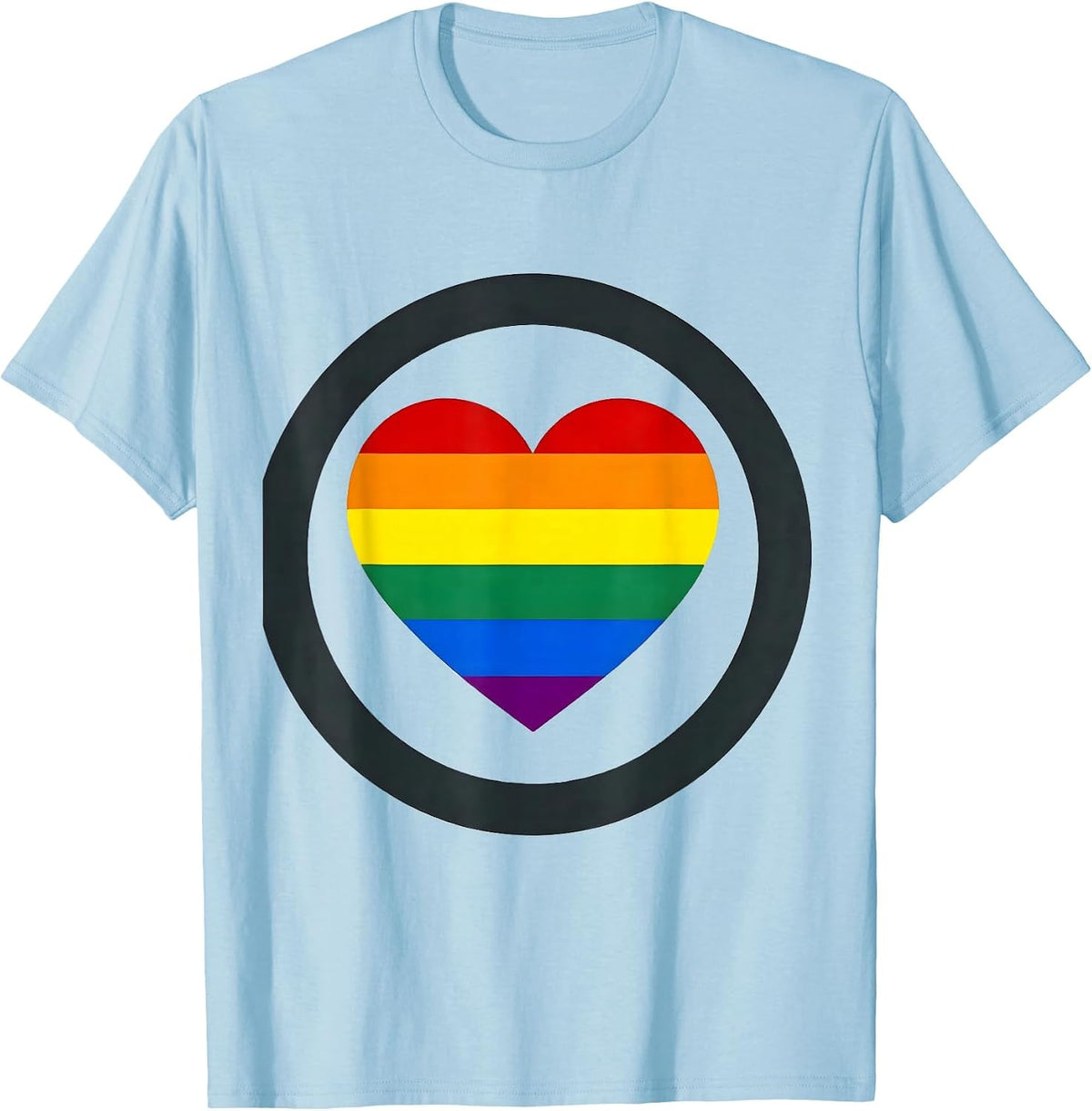 Men's Pride Heart Flag Stripes Illustration T-Shirt - Baby Blue