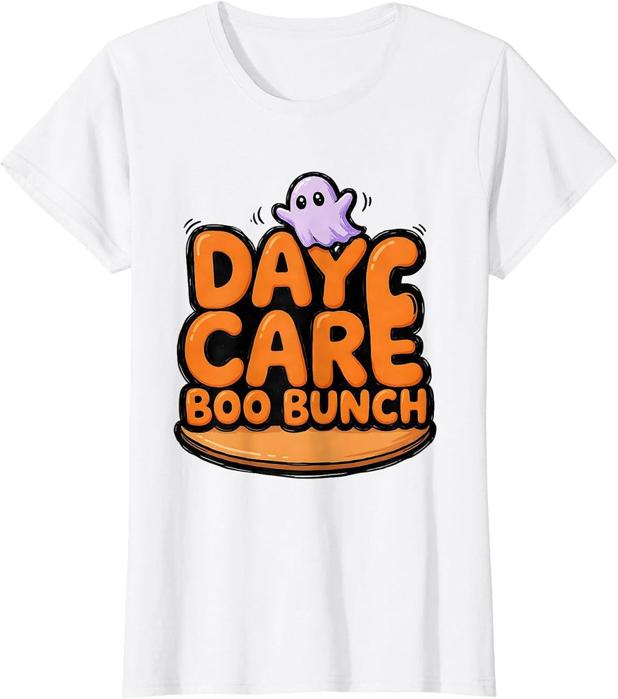 Women's Daycare Boo Bunch Playful Halloween Teacher Preschool Kids T-Shirt - White