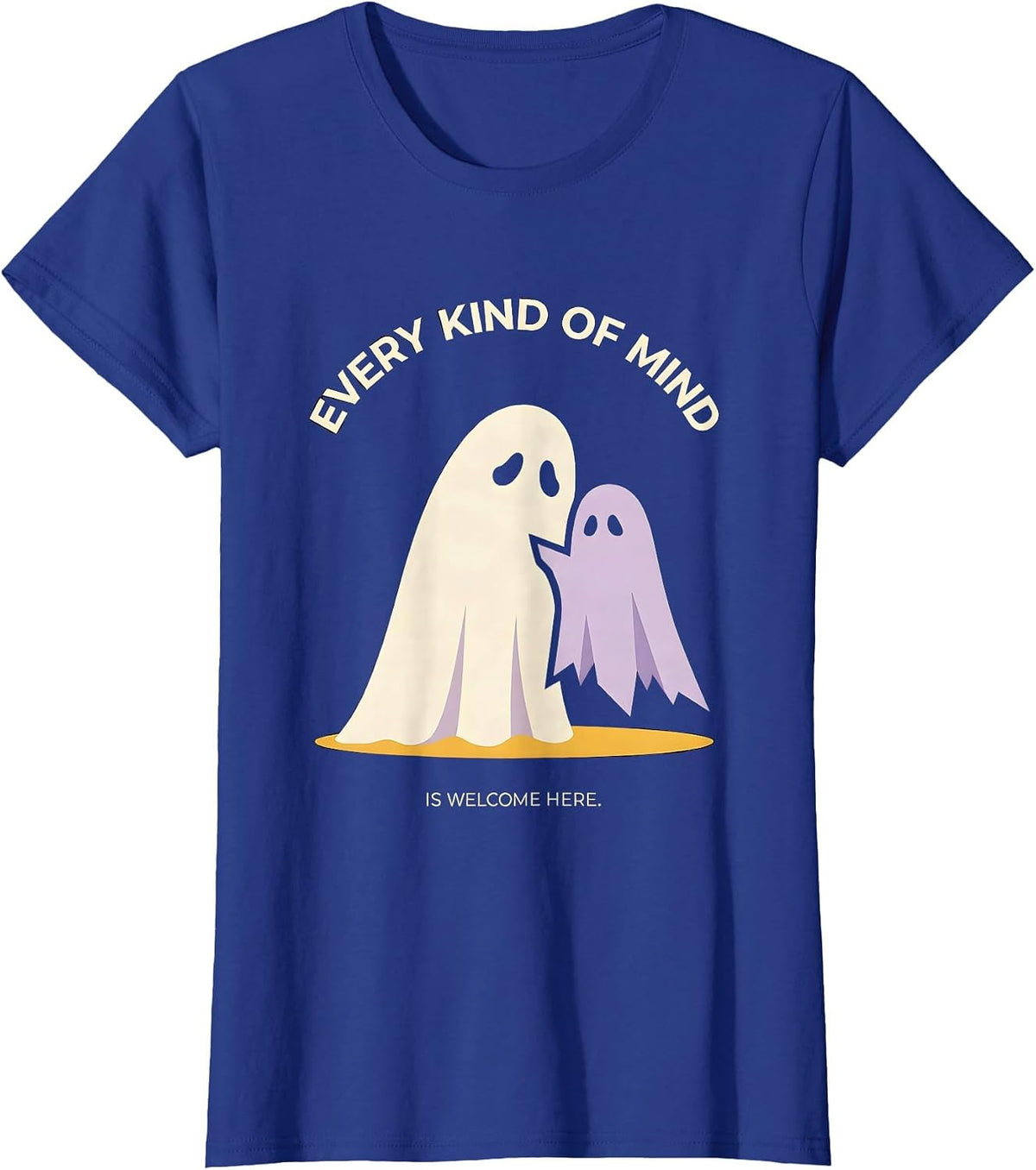Women's Every Kind Of Mind Is Welcome Here Halloween Mental Health T-Shirt - Royal Blue