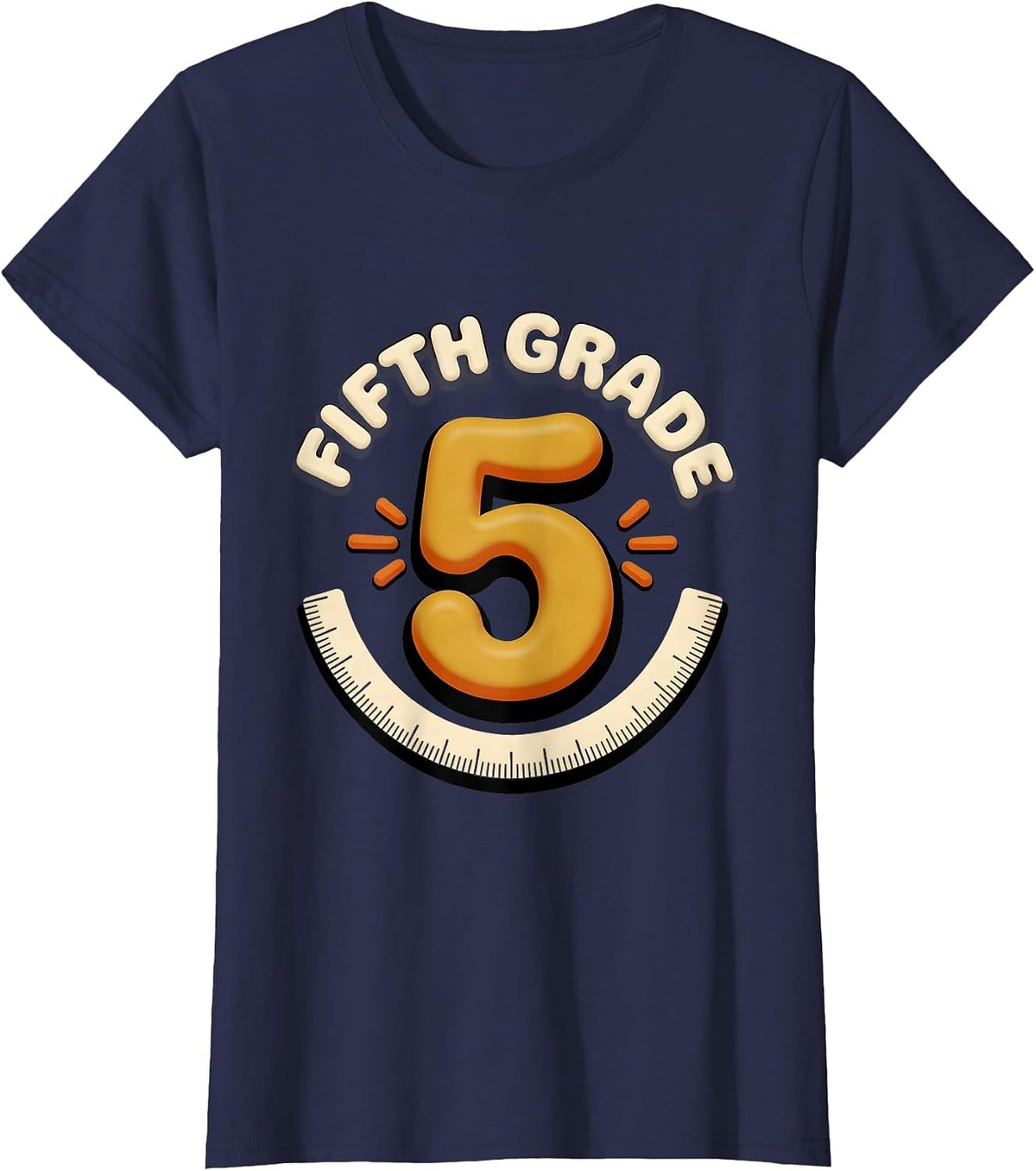 Women's Fifth Grade Retro 70s Back To School Teacher Student T-Shirt - Navy Blue