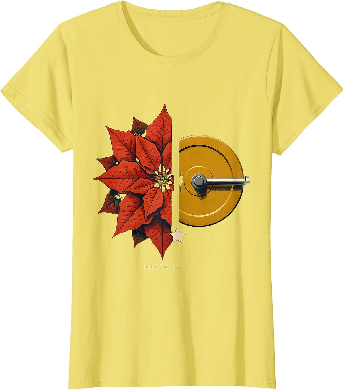 Women's Deck The Sets Midcentury Modern Funny Christmas Gym Workout T-Shirt - Lemon Yellow