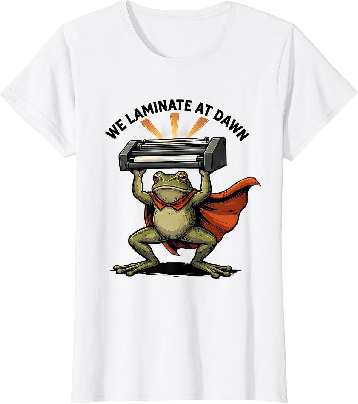 Women's We Laminate At Dawn Funny Teacher Frog Back to School T-Shirt - White