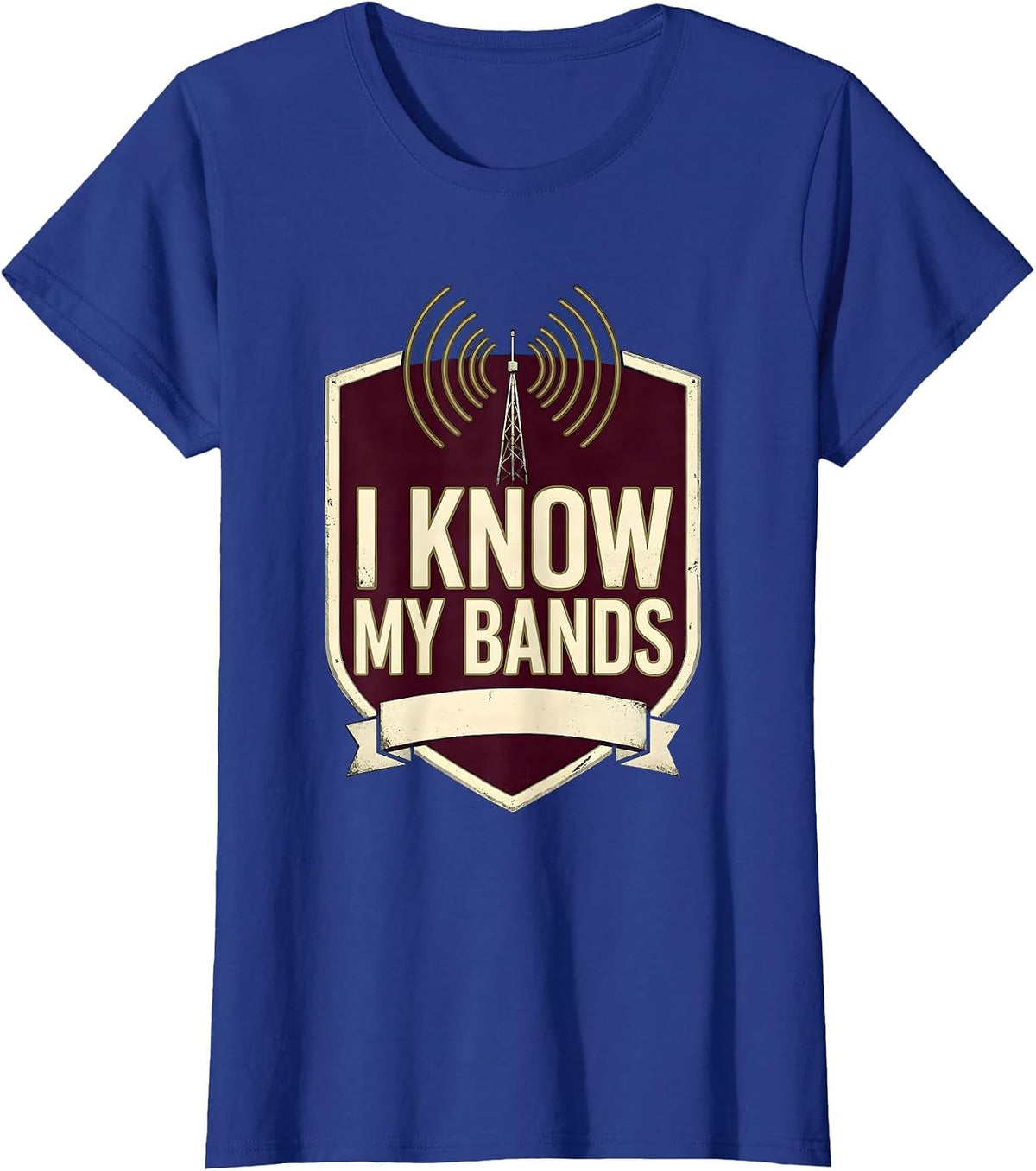 Women's I Know My Bands Ham Radio Operator Hobbyist Pride Emblem T-Shirt - Royal Blue