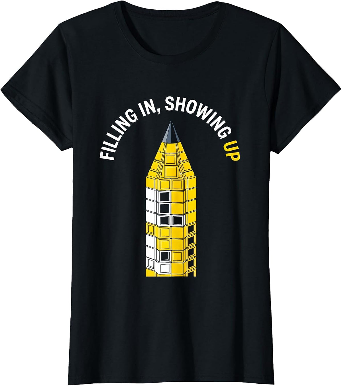 Filling In Showing Up Substitute Teacher Design T-Shirt - Black