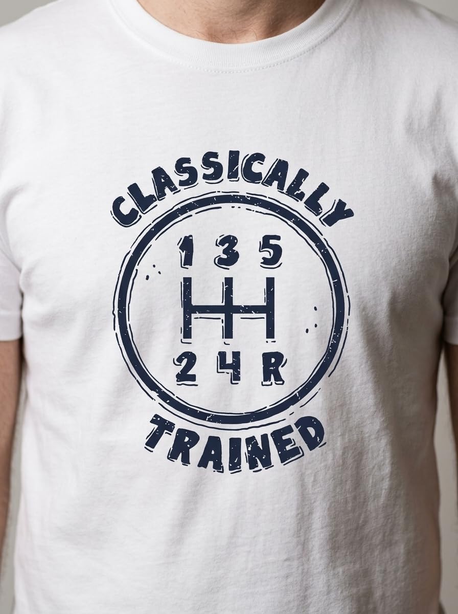 Classically Trained Graphic Tee Funny Shirts for Men White - size chart