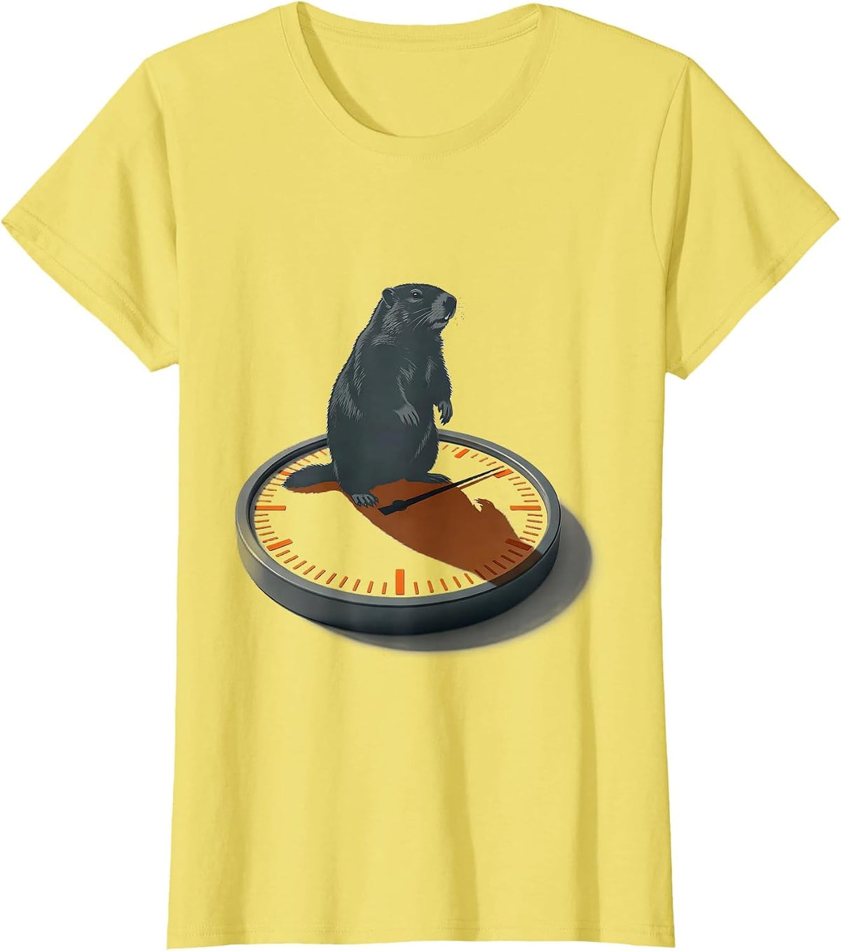 Groundhog Weather Gauge Editorial Conceptual Humor T-Shirt - Lemon Yellow