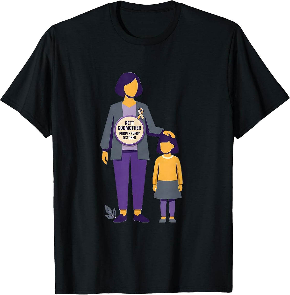 Men's Rett Godmother Purple Every October Cause Awareness Warrior T-Shirt - Black