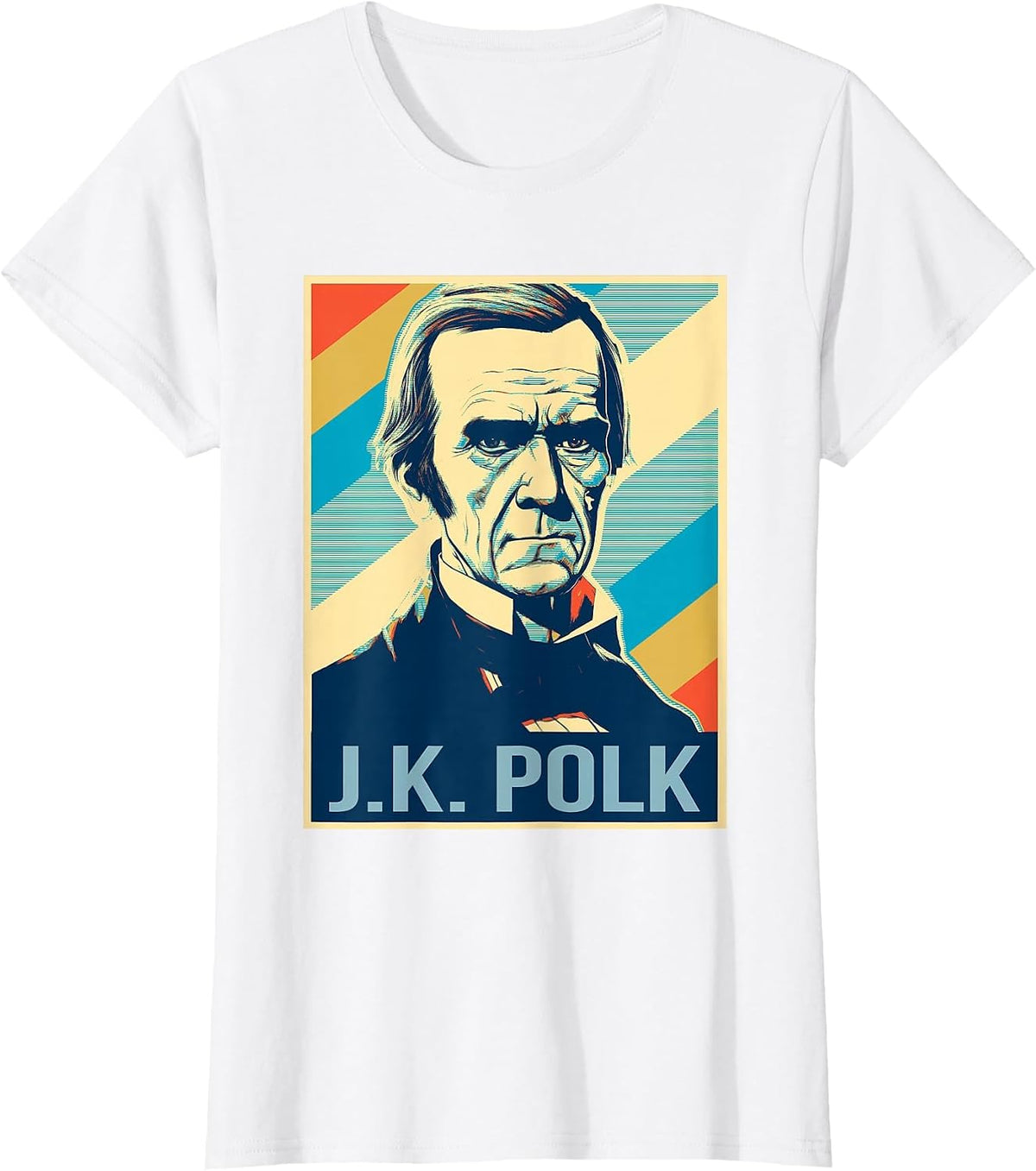 4th of July James K. Polk President Retro Patriotic T-Shirt - White