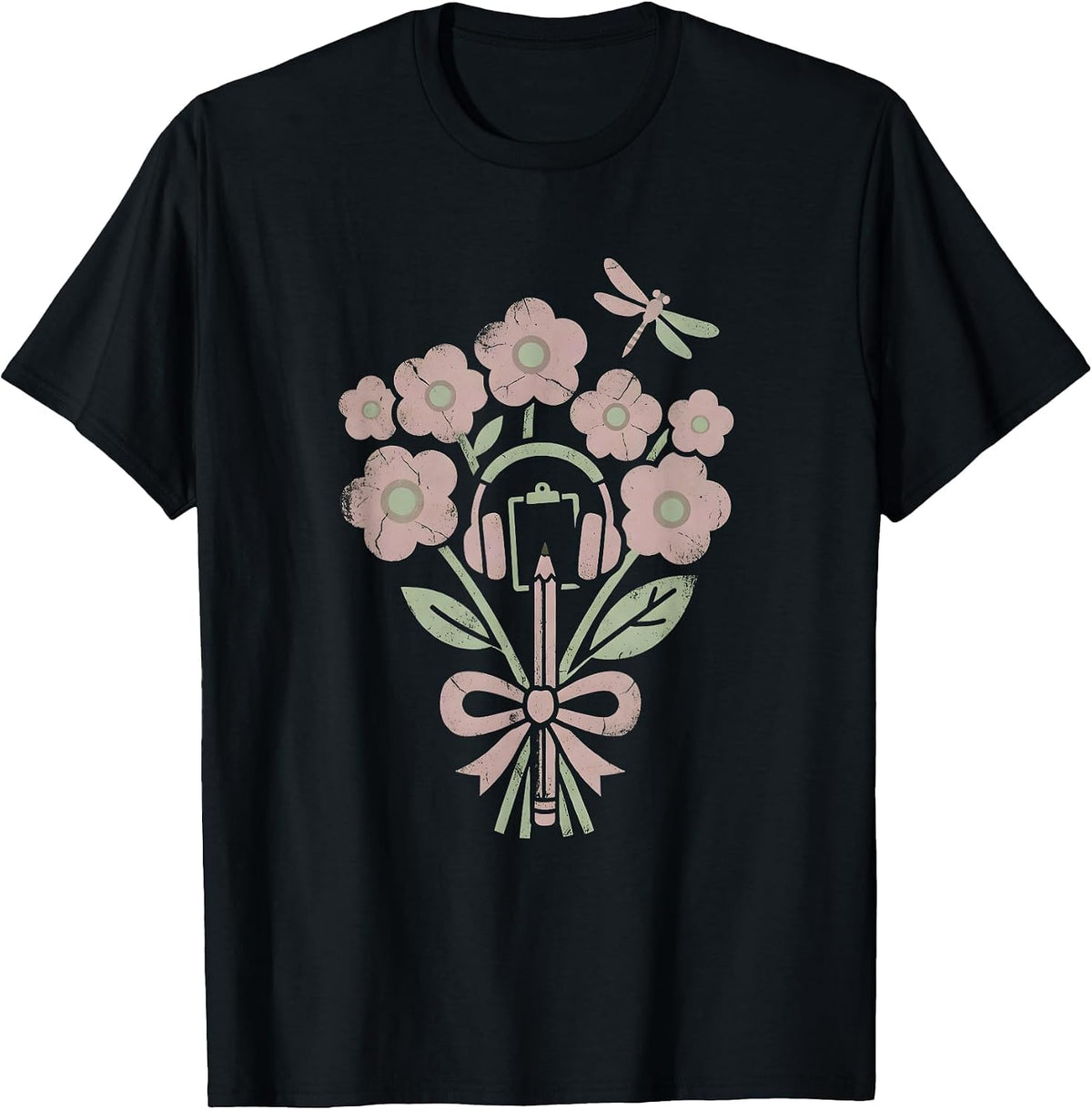 Men's Paraprofessional Headset Desk Illustration Gift T-Shirt - Black