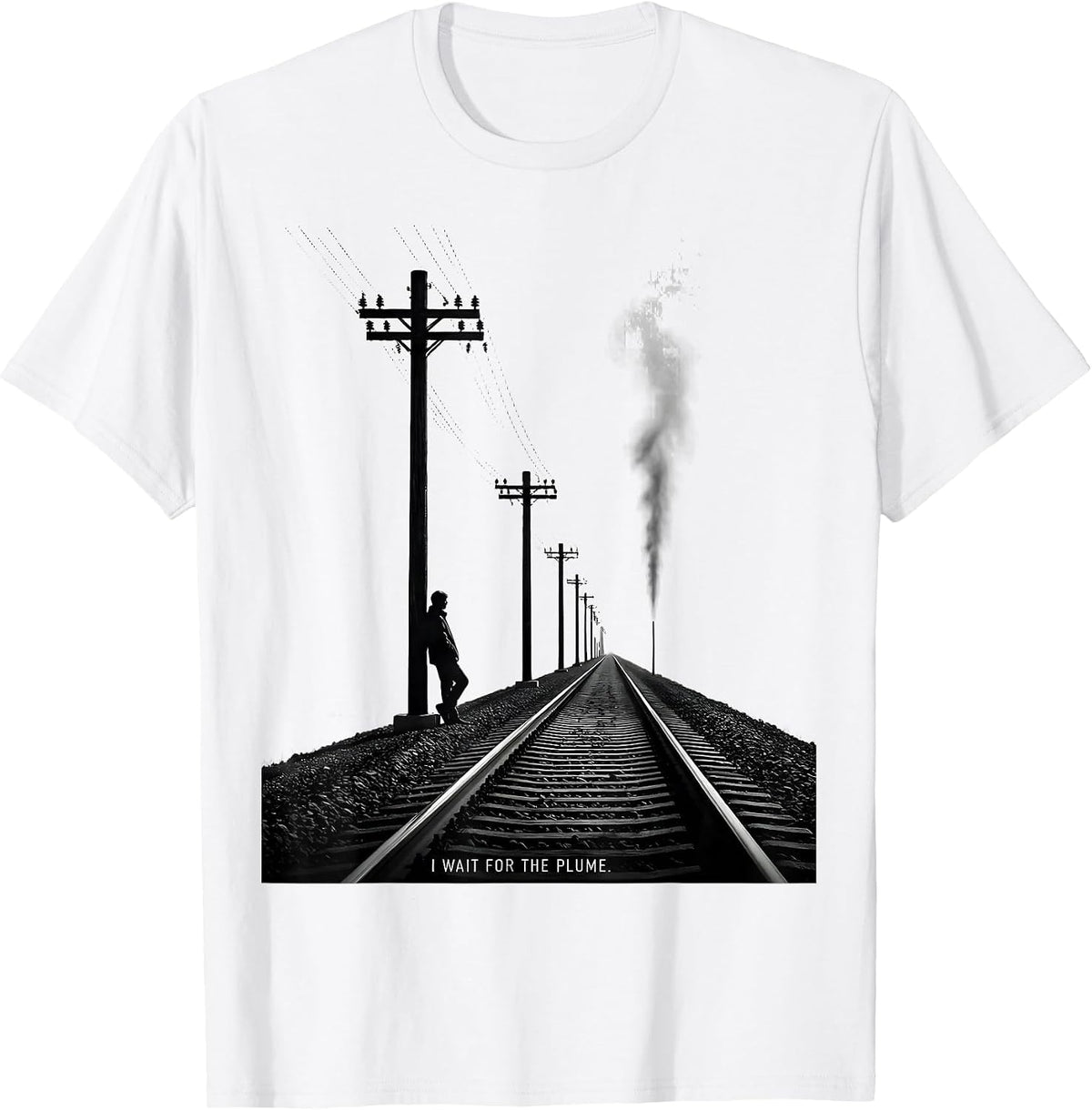 Men's I Wait For The Plume Big Boy 4014 Train Enthusiast Vintage T-Shirt - White