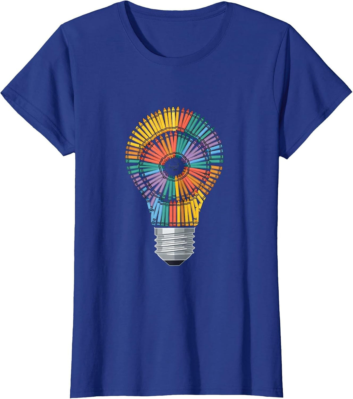 Women's Crayon Lightbulb Paraprofessional Graphic Design T-Shirt - Royal Blue