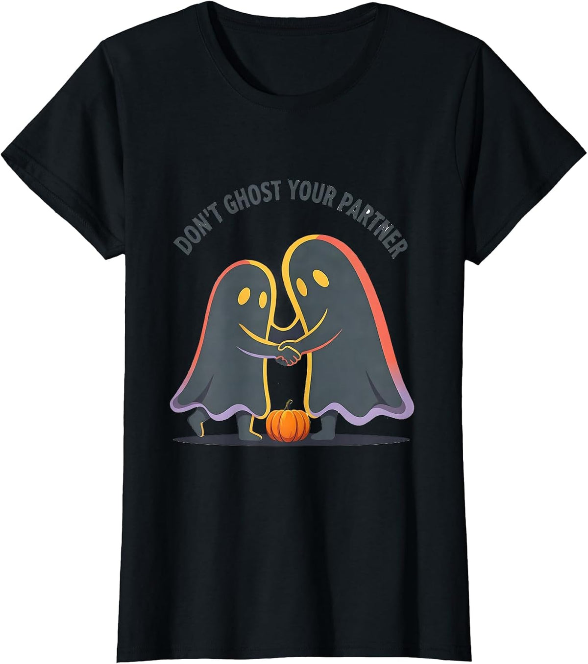 Don't Ghost Your Partner Funny Halloween Mental Health Ghost T-Shirt - Black