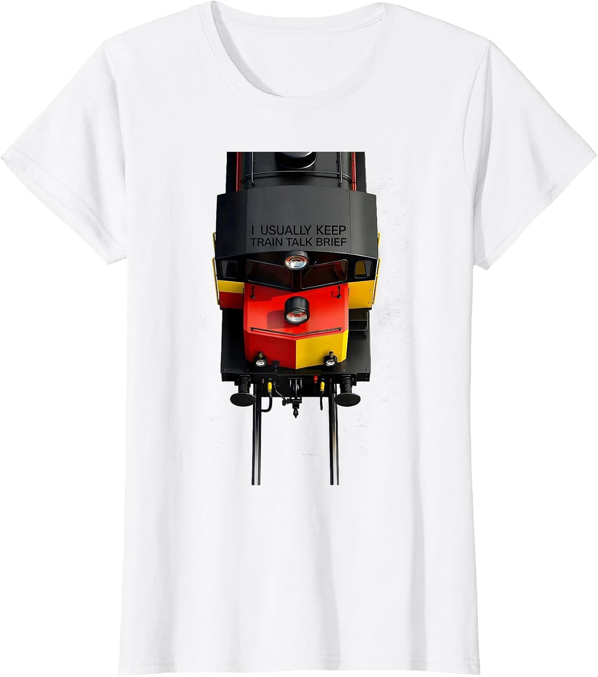 Women's I Usually Keep Train Talk Brief Funny Train Enthusiast Model T-Shirt - White