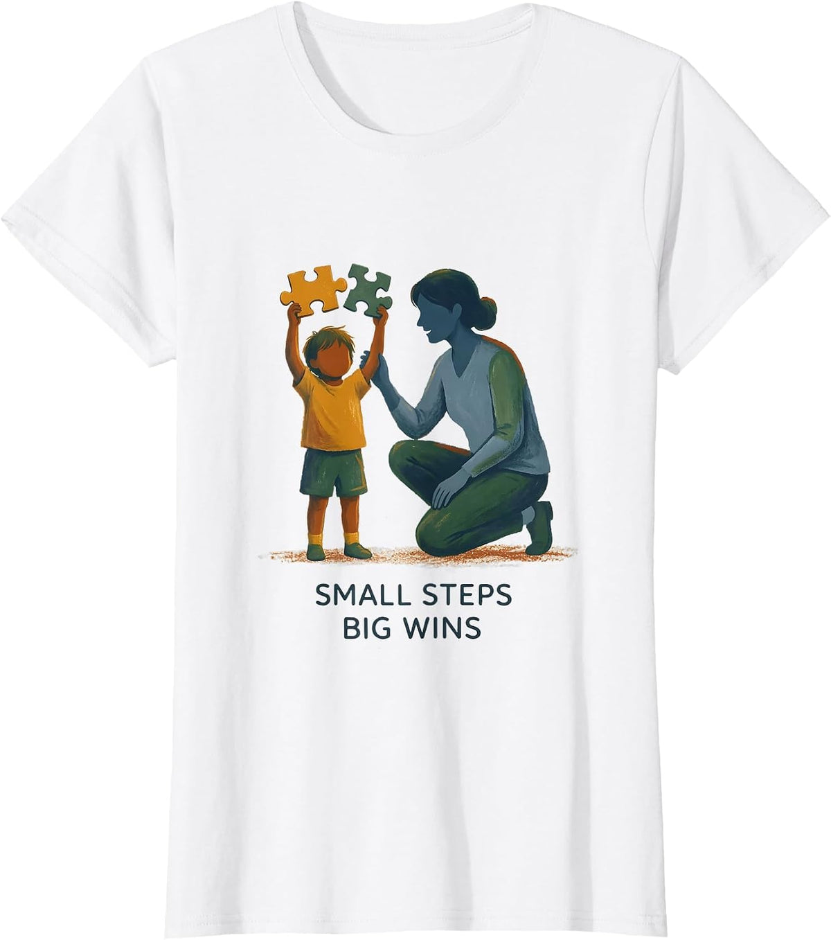 Women's Small Steps Big Wins Paraprofessional Design T-Shirt - White