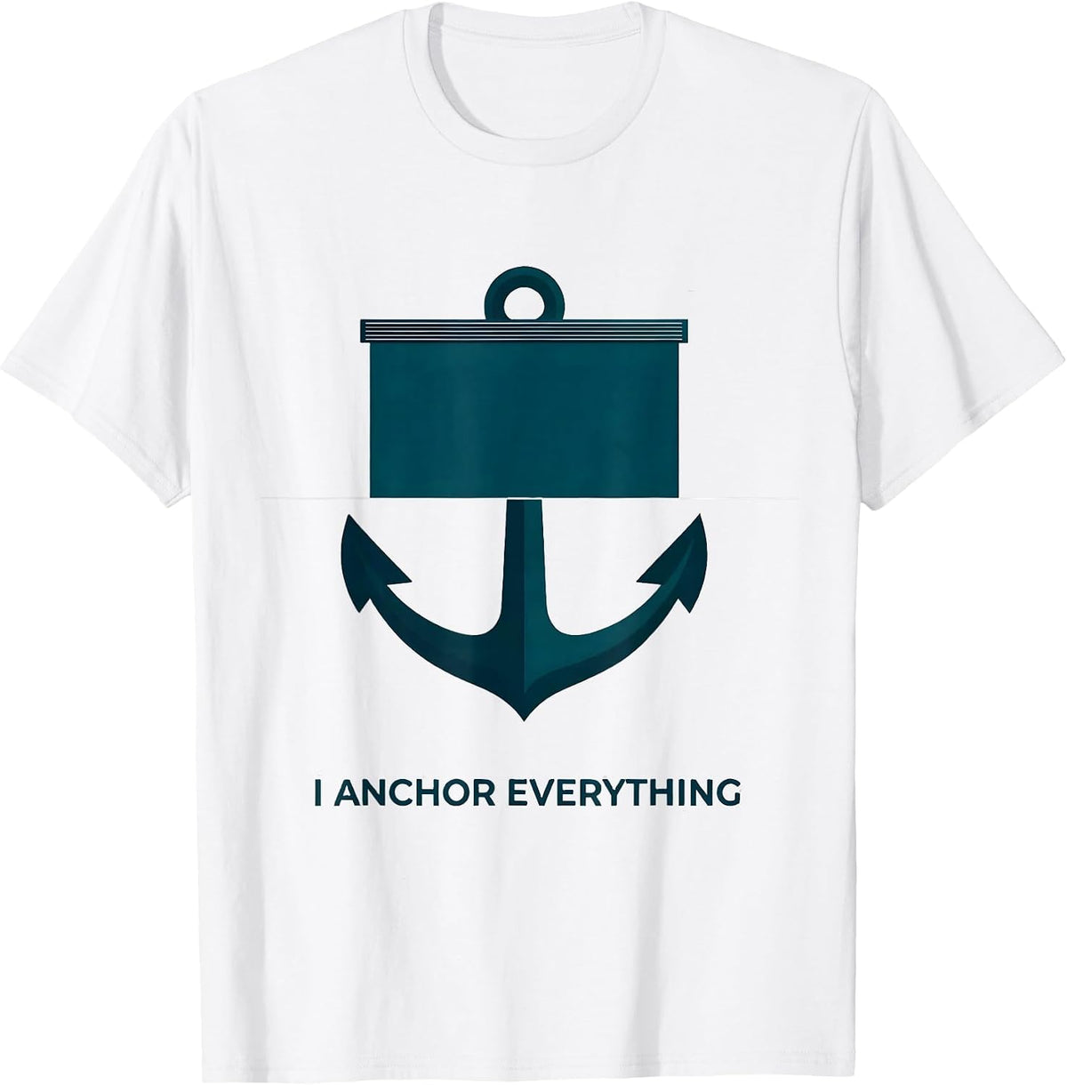 Men's I Anchor Everything Editorial Conceptual Teacher Frog Back T-Shirt - White