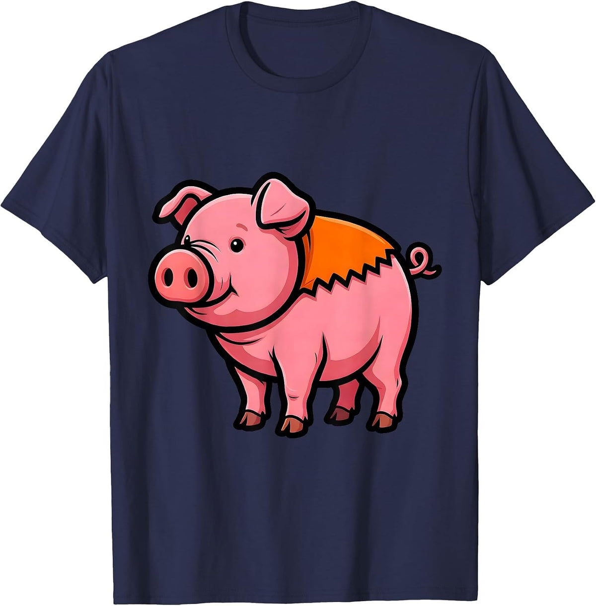Piglet In Cape Cartoon Pig Lover Halloween Humor T-Shirt - Navy Blue