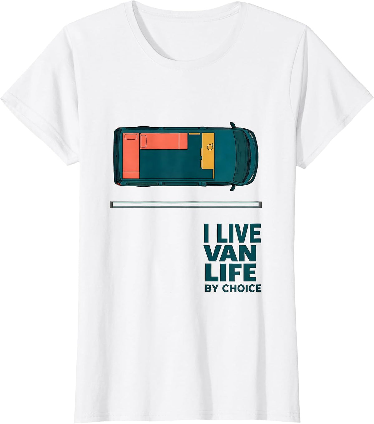 Women's I Live Van Life By Choice Retro Van Dwellers Nomads Gift T-Shirt - White