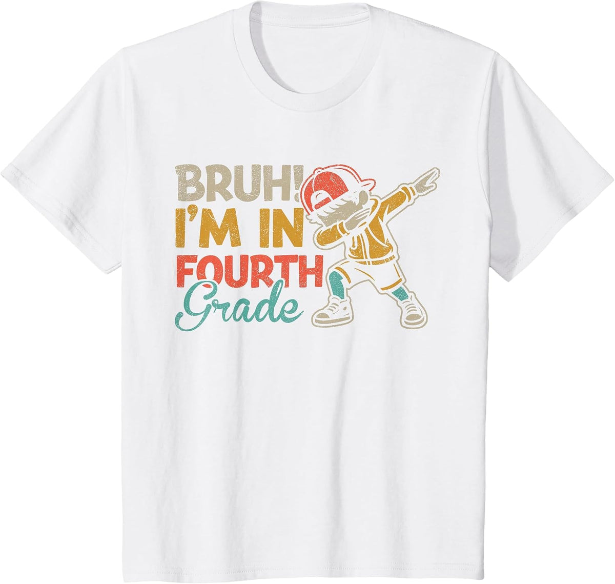 Bruh I'm in Fourth Grade Dabbing Boy First Day of School T-Shirt - White