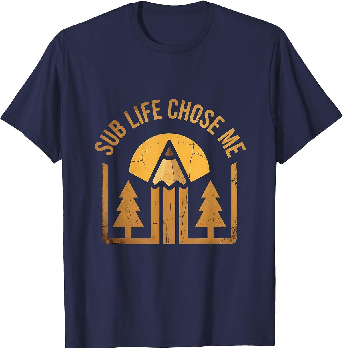 Sub Life Chose Me Substitute Teacher Design T-Shirt - Navy Blue