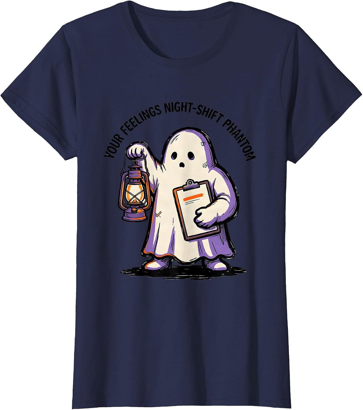 Women's Your Feelings Night-Shift Phantom Funny Mental Health T-Shirt - Navy Blue