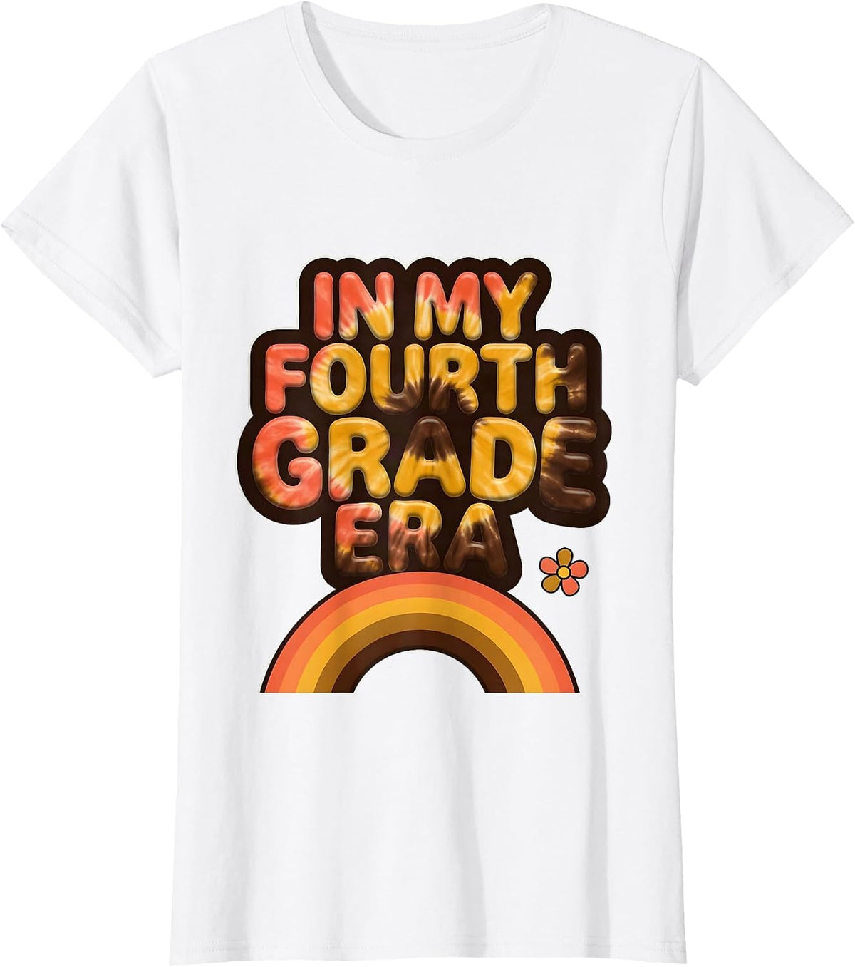 Women's In My Fourth Grade Era Retro 70s Back to School Girl T-Shirt - White