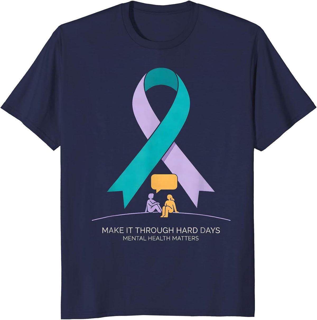 Men's Make It Through Hard Days Mental Health Support T-Shirt - Navy Blue