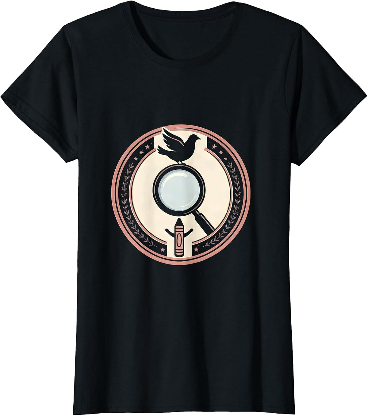 Women's Paraprofessional Magnifying Glass Child Drawing T-Shirt - Black