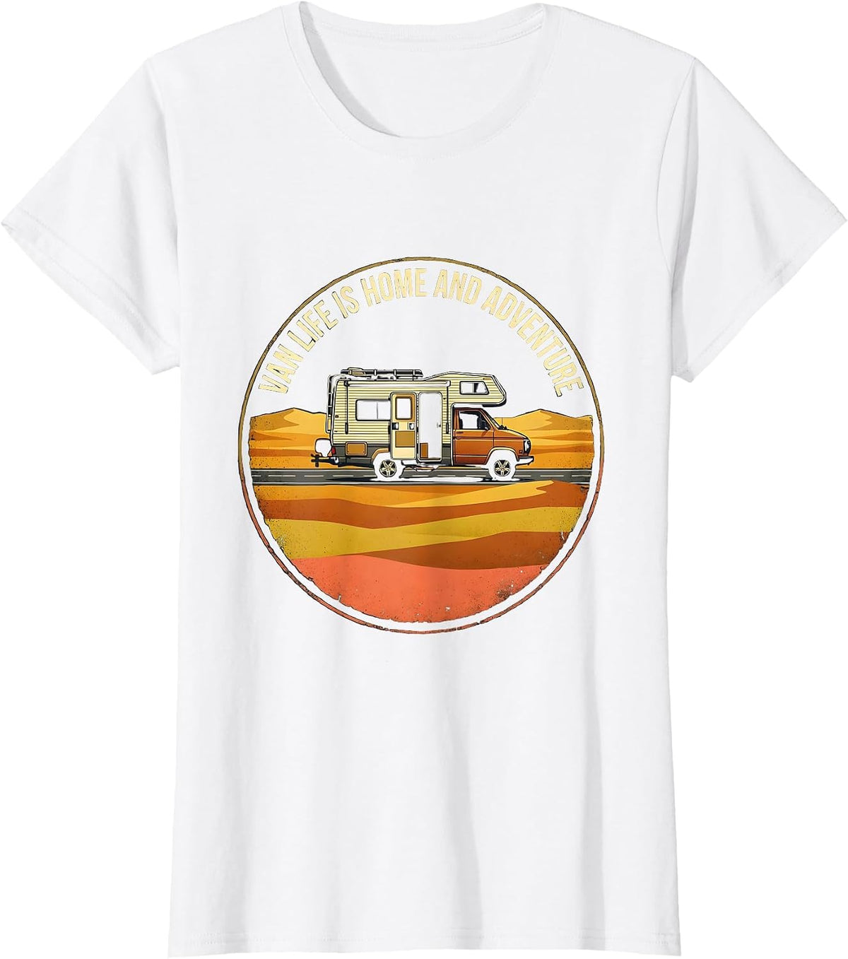 Van Life Is Home And Adventure Retro Camper Nomad Pride T-Shirt - White