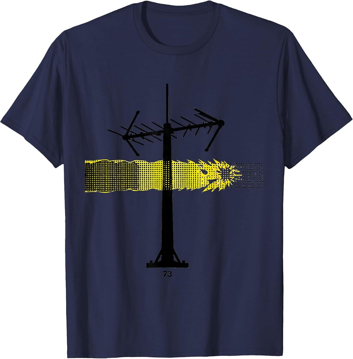 73 Stencil Graphic Ham Radio Operator Enthusiast Humor T-Shirt - Navy Blue