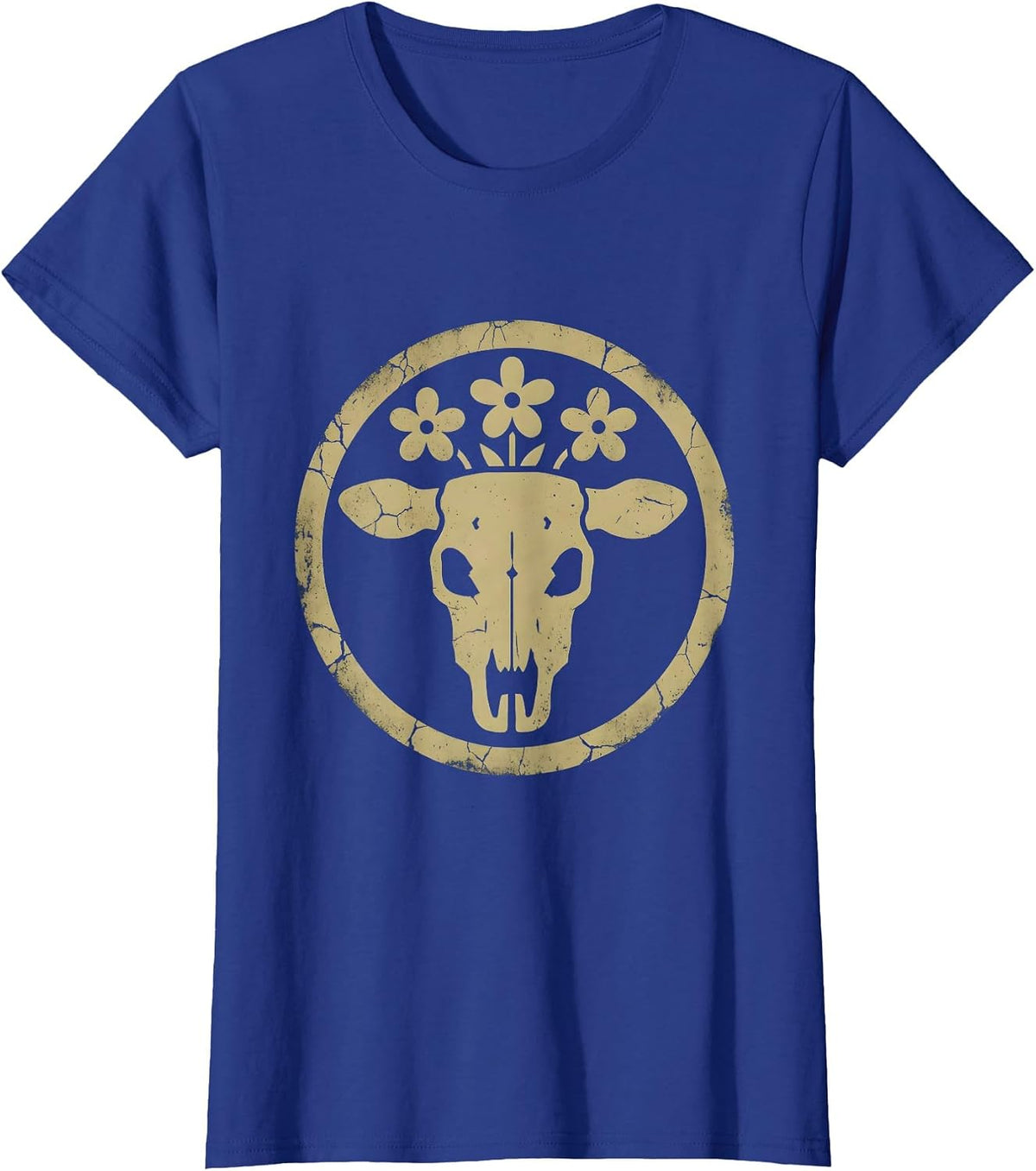 Women's Cowgirl Bucking Bronco Sunset Western Rodeo T-Shirt - Royal Blue
