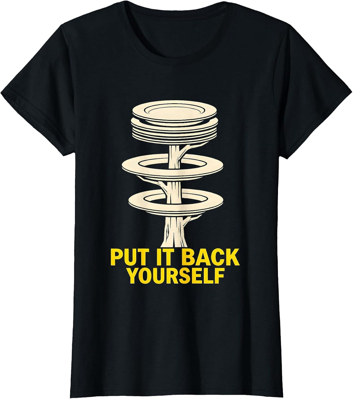 Women's Put It Back Yourself Funny Gym Workout Weightlifting Humor T-Shirt - Black