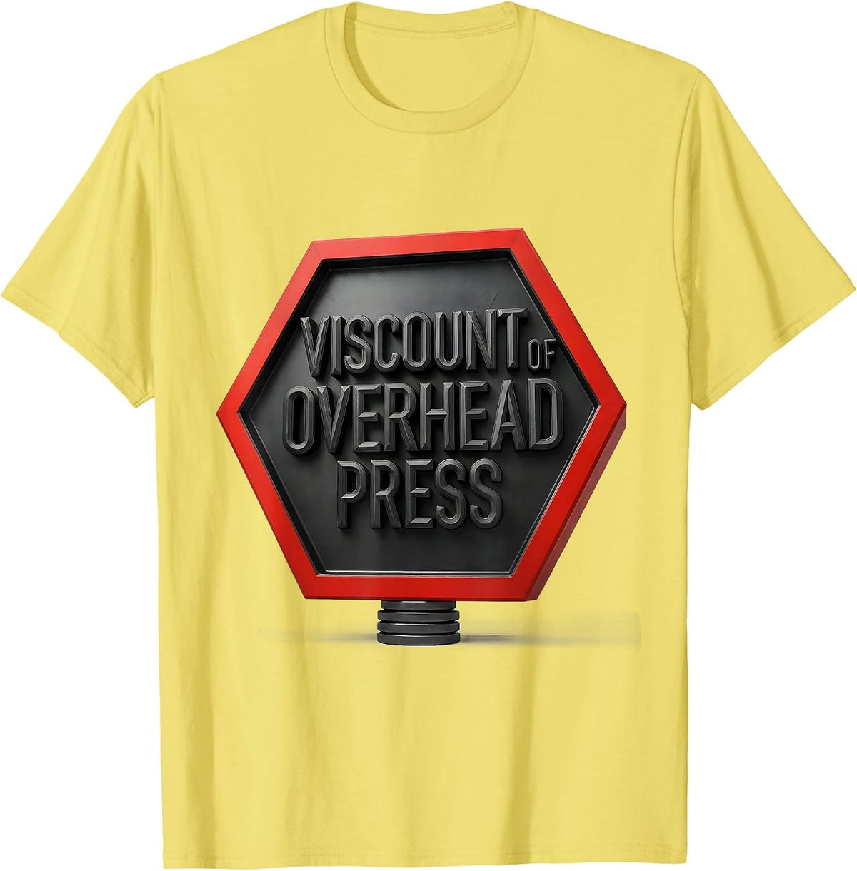 Men's Viscount of Overhead Press Geometric Knight Weightlifter Gym T-Shirt - Lemon Yellow