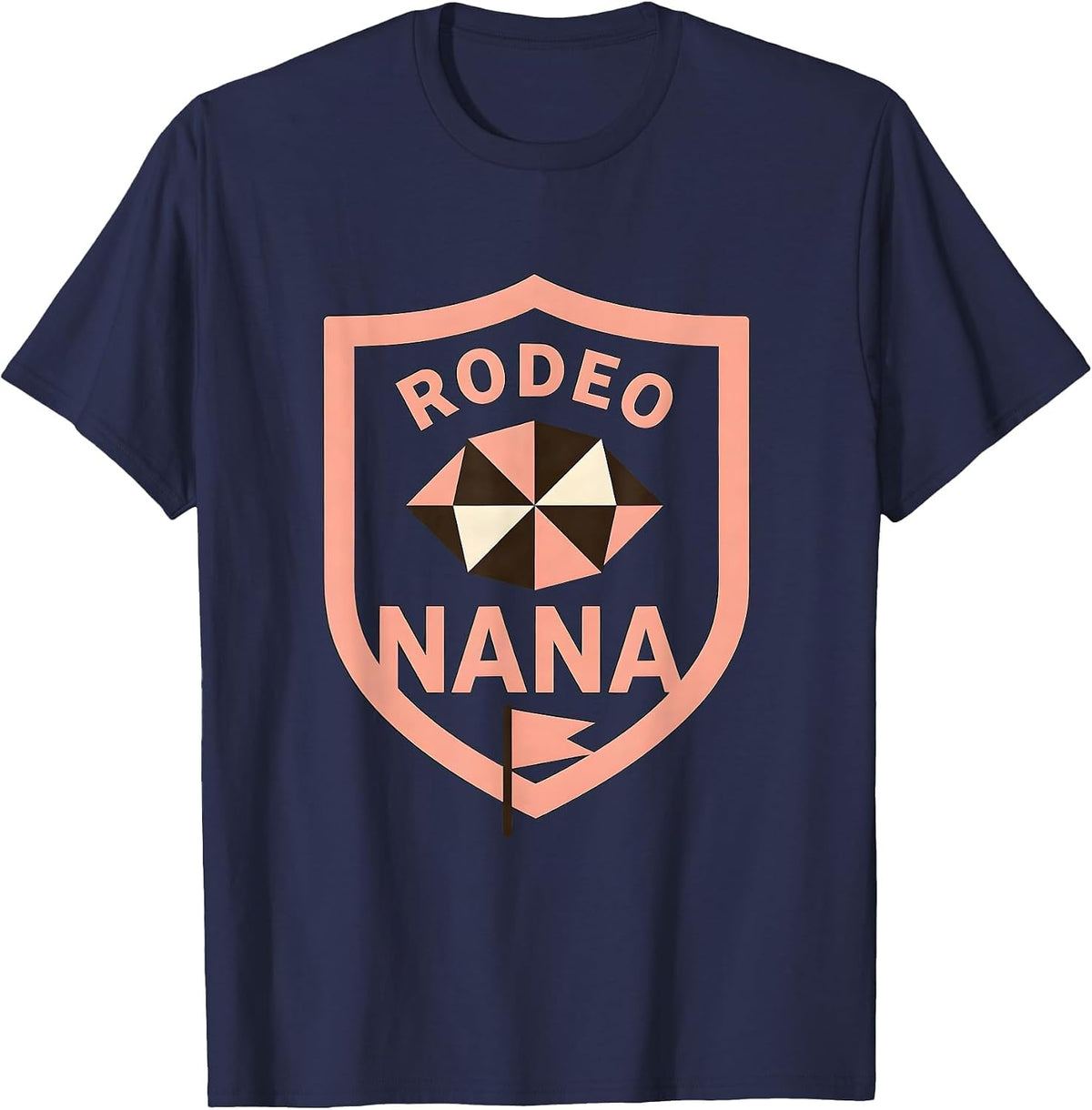 Men's Rodeo Nana Quilted Patchwork Cowgirl Birthday Party Family T-Shirt - Navy Blue