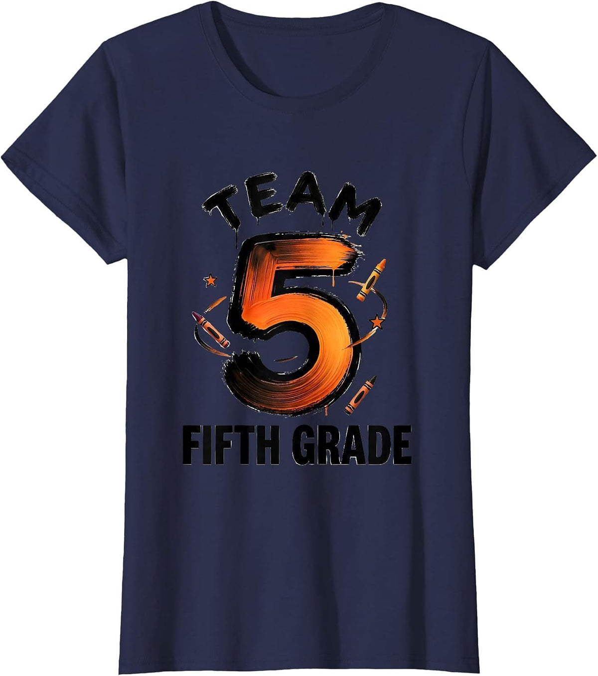 Women's Team Fifth Grade Playful Back To School Teacher Student T-Shirt - Navy Blue