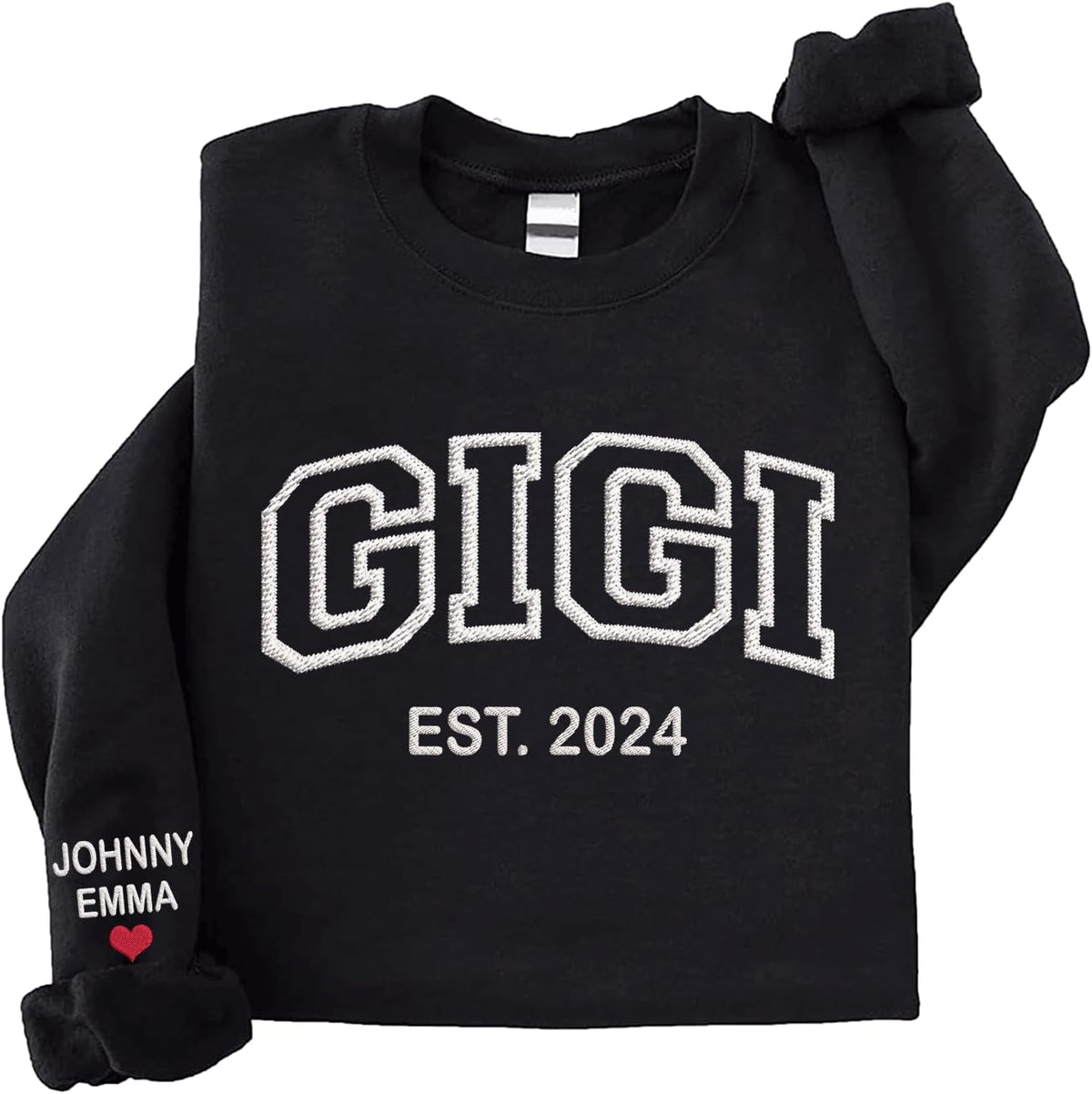 Love Signal Personalized Embroidered Grandma Crewneck Sweatshirt, Mothers Day Shirts, Mama Sweatshirt with Kids Name - Gigi