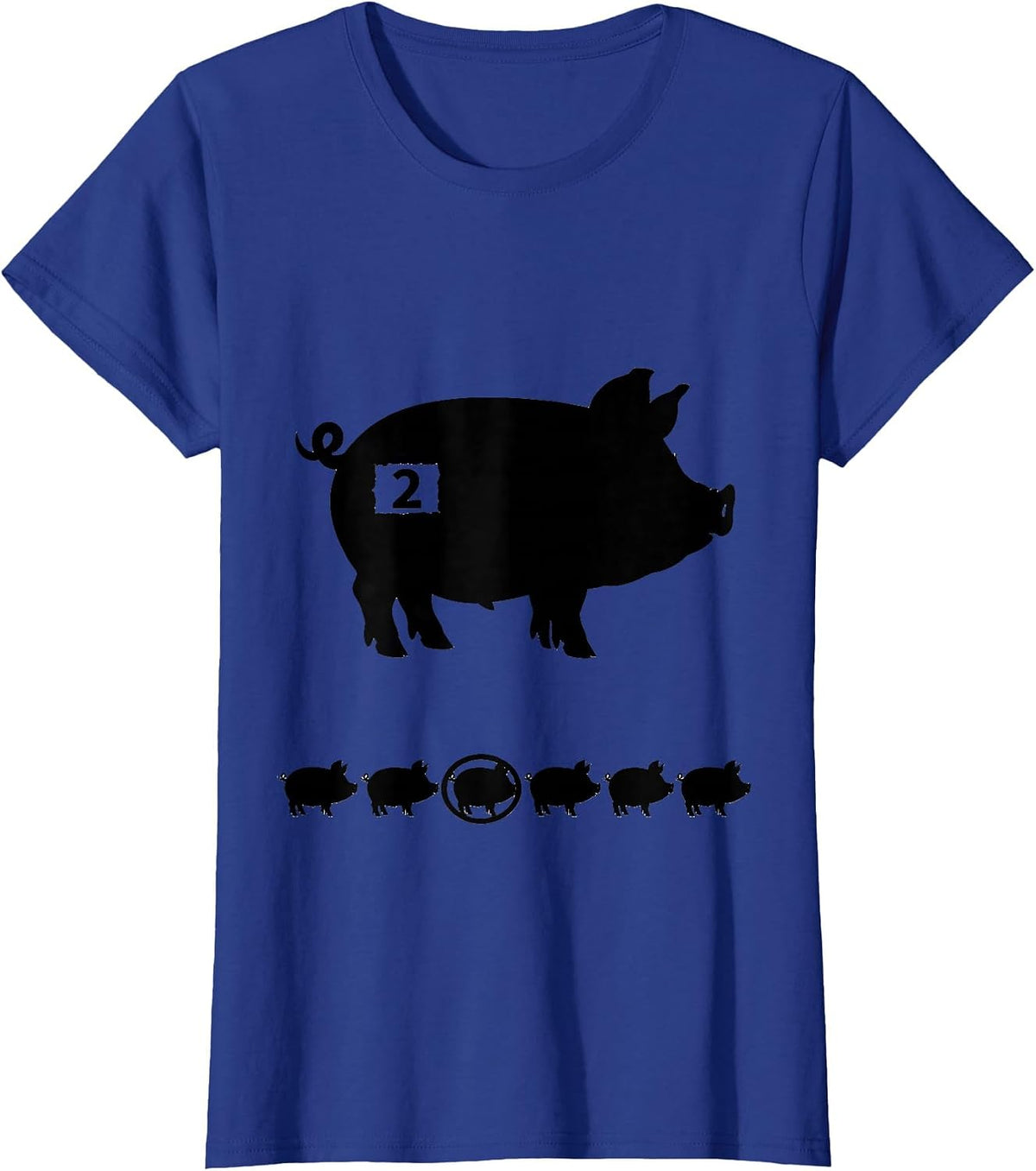 Women's 2 Funny Piglet Halloween Costume Pig Lover Humor T-Shirt - Royal Blue