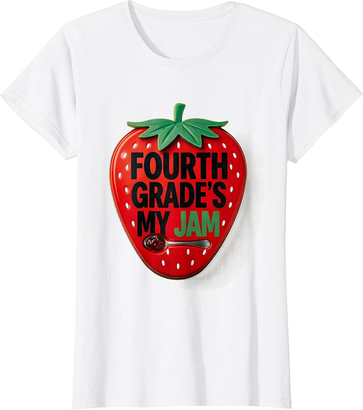 Fourth Grade's My Jam Strawberry Back To School Teacher Kid T-Shirt - White