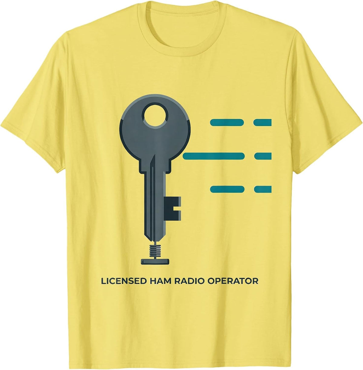 Men's Licensed Ham Radio Operator Flat Vector Hobbyist Pride T-Shirt - Lemon Yellow