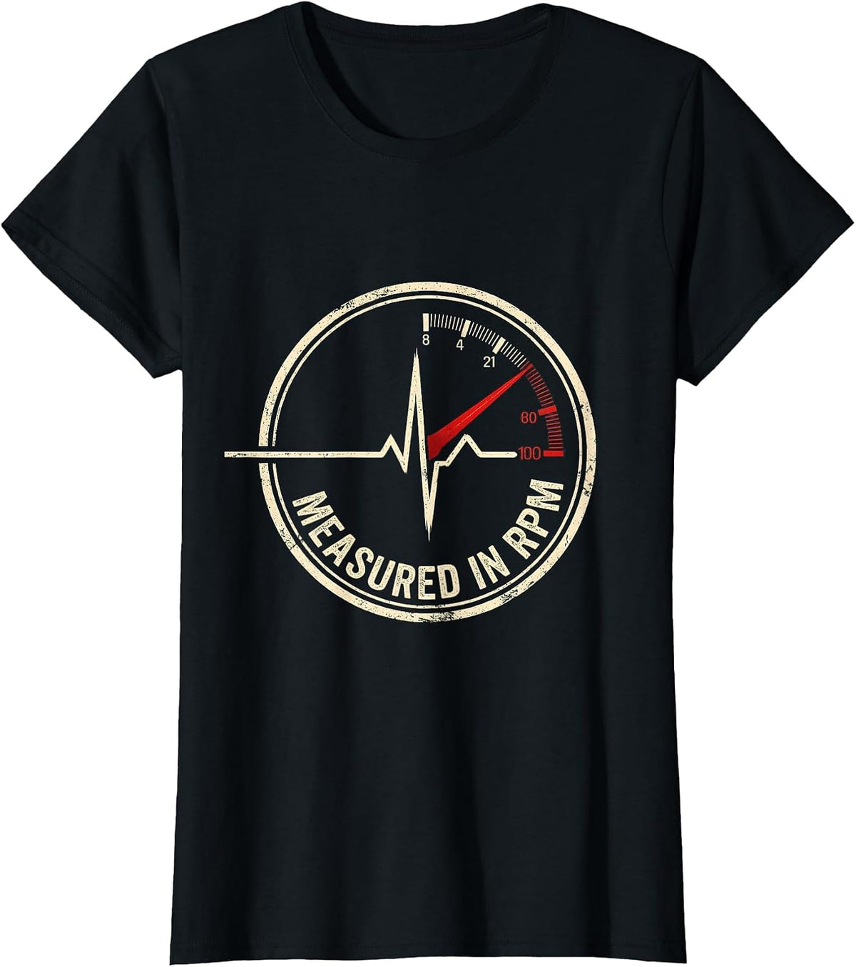 Measured In RPM Funny Car Guy Auto Mechanic Speedometer T-Shirt - Black