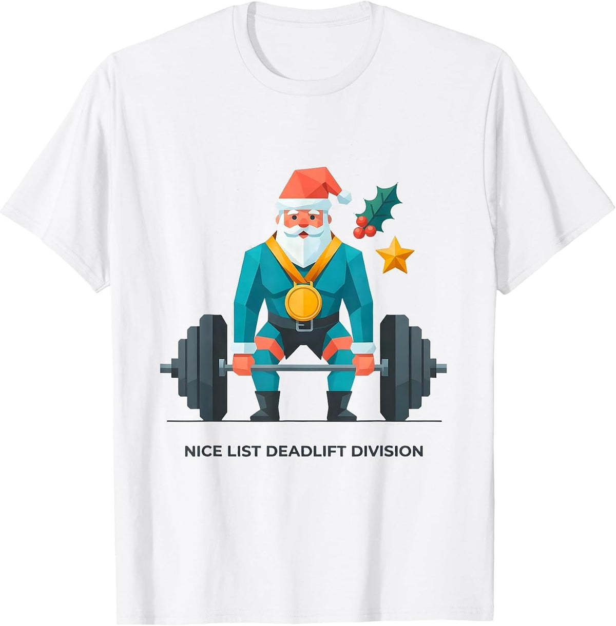 Men's Nice List Deadlift Division Funny Gym Workout Christmas T-Shirt - White