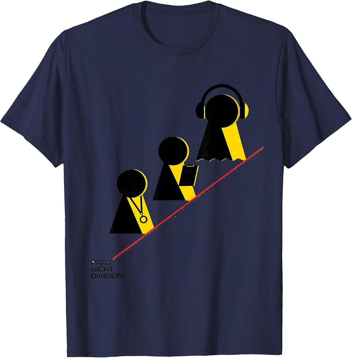 Men's Para Night Division Bauhaus Modernist Paraprofessional Ghost T-Shirt - Navy Blue