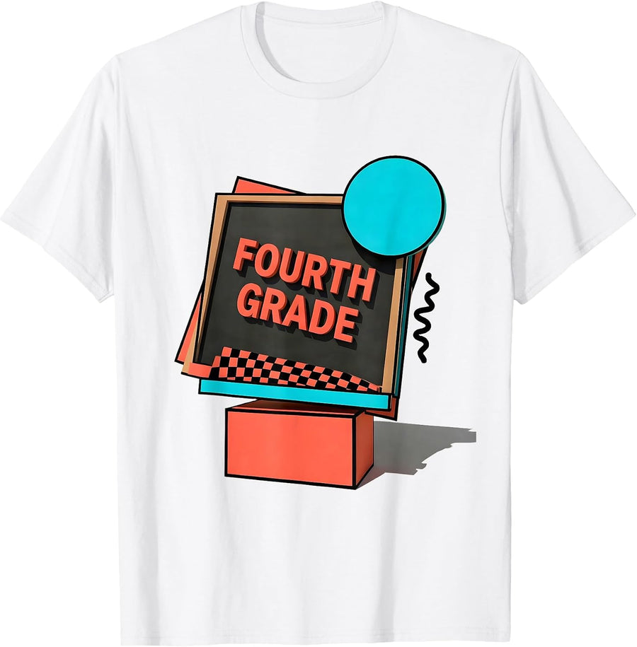 Men's Fourth Grade Memphis Postmodern Back To School Teacher Girl T-Shirt - White