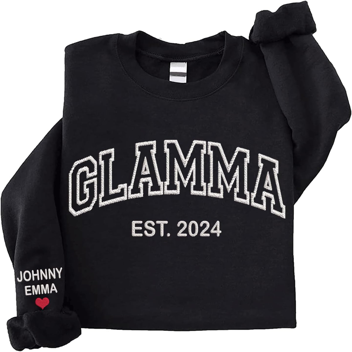 Love Signal Personalized Embroidered Grandma Crewneck Sweatshirt, Mothers Day Shirts, Mama Sweatshirt with Kids Name - Glamma