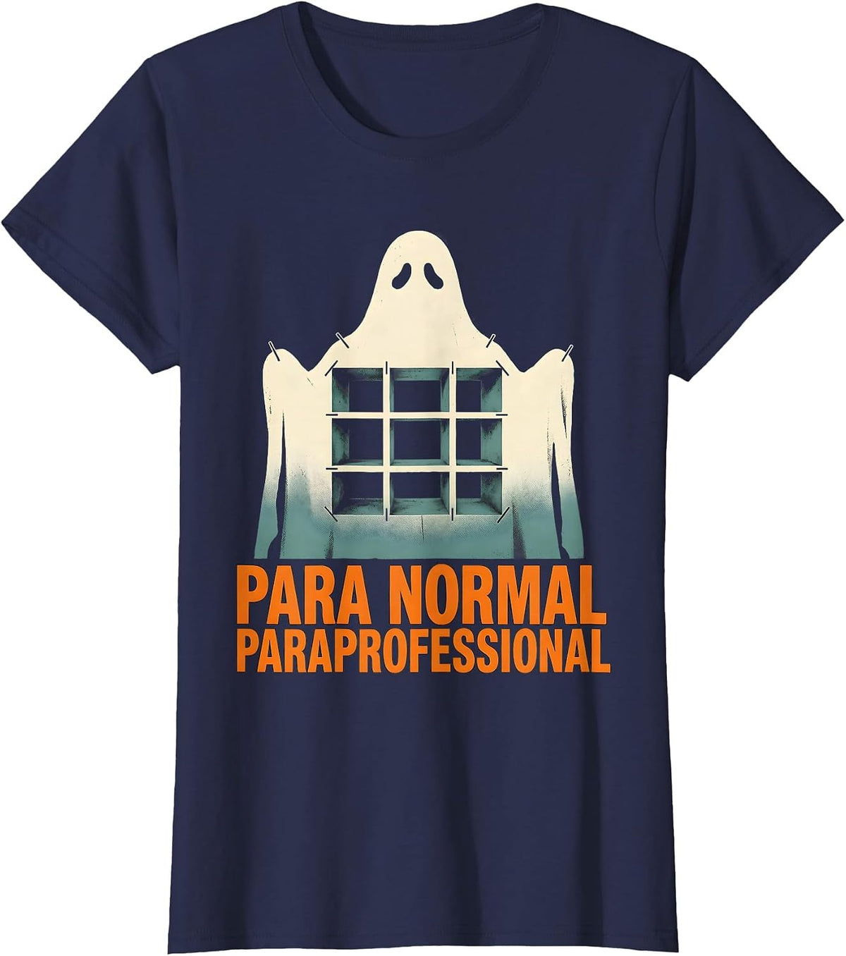 Women's Para Normal Paraprofessional Ghost SPED Teacher Halloween T-Shirt - Navy Blue