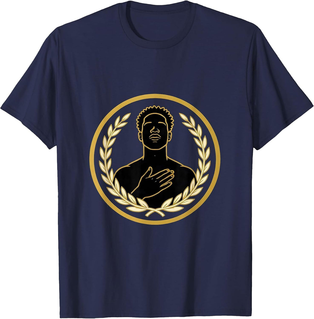 Men's Black Identity Pride Emblem Self Love Statement T-Shirt - Navy Blue