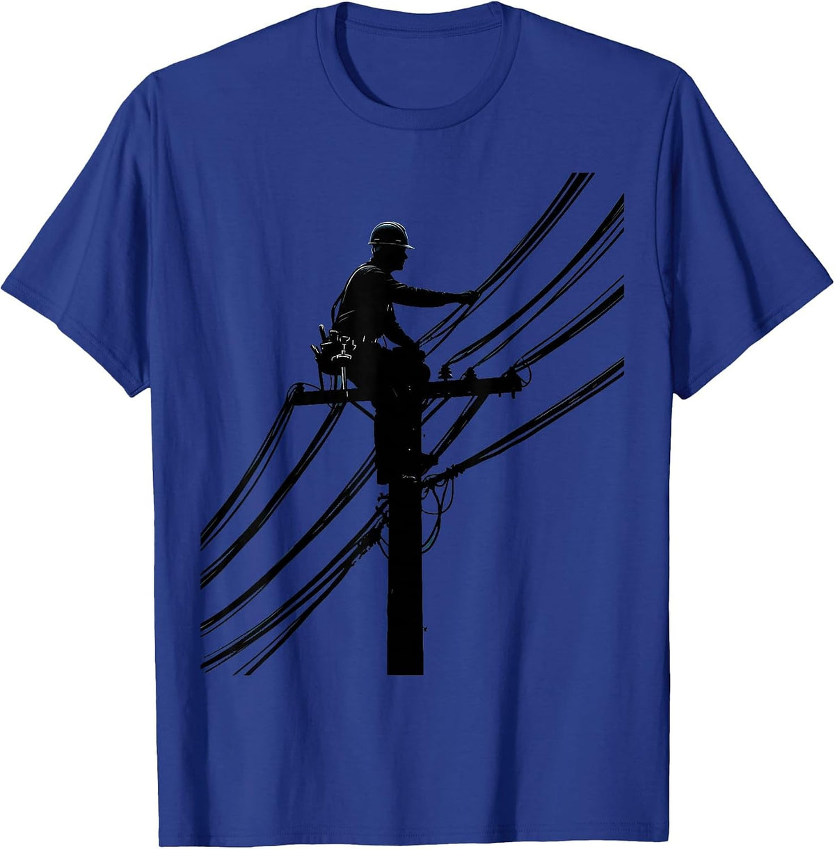 Lineman Silhouette Labor Day Graphic T-Shirt - Royal Blue