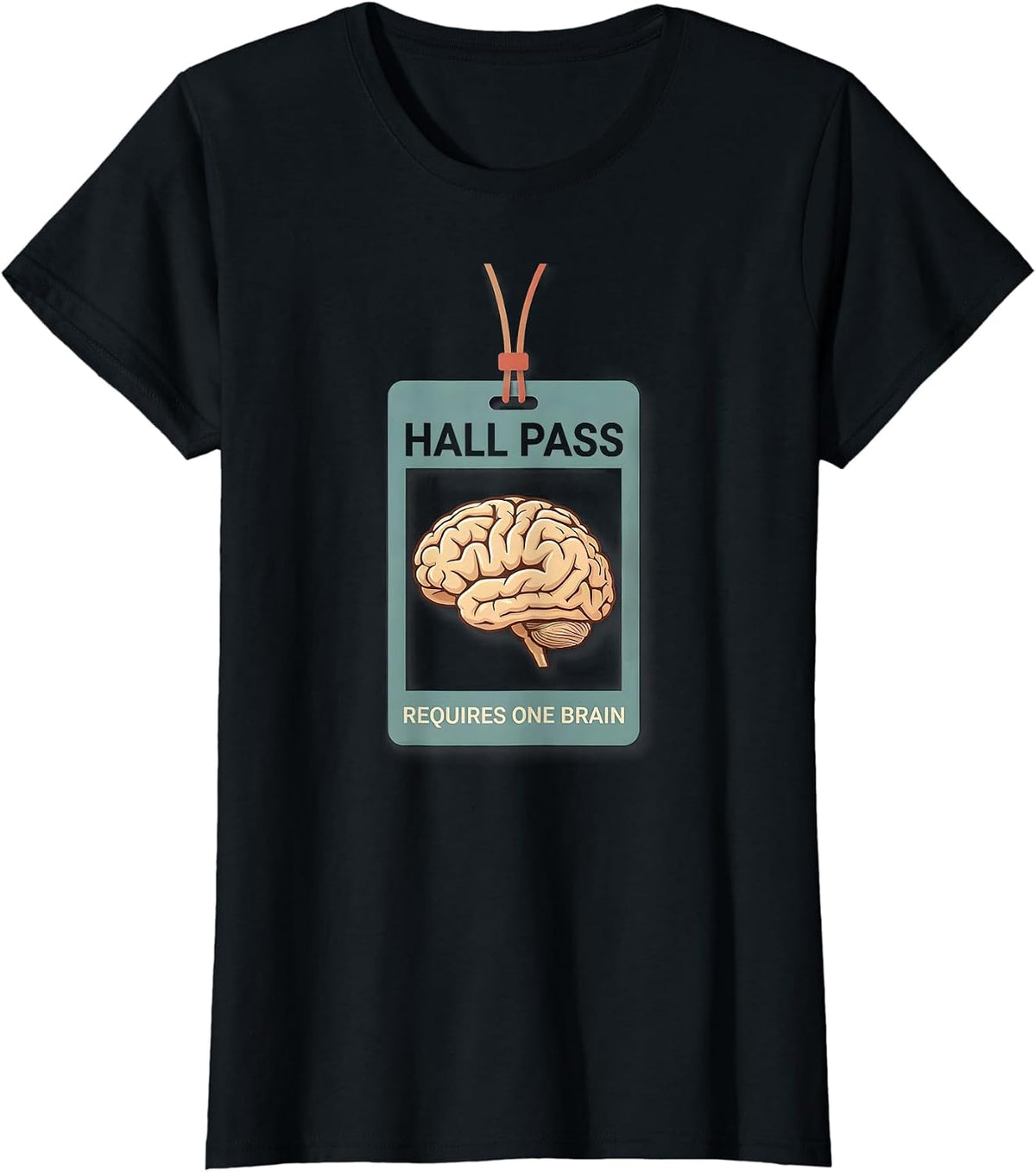 Women's Hall Pass Requires One Brain Funny Teacher Halloween Zombie T-Shirt - Black